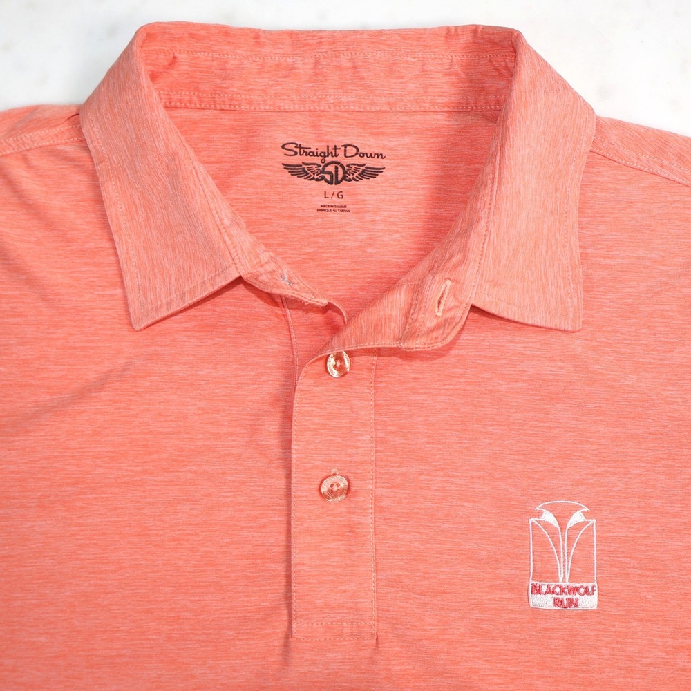 Straight Down Blackwolf Run Mens Large Coral Heather Golf Polo Shirt Wisconsin